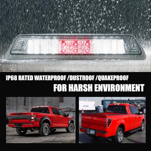ILONPA For 2009-2014 Ford F-150 LED High Mount 3rd Third Tail Brake Light (Chrome Housing Clear Lens) - Image 2