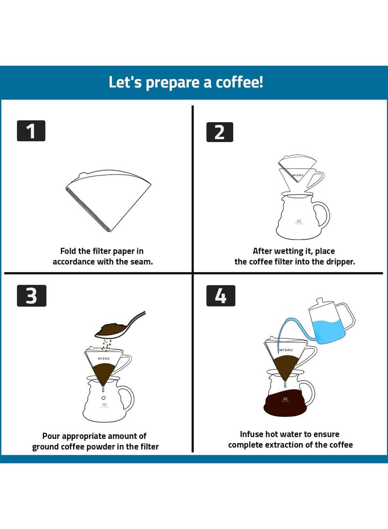 general Coffee Filters V60 Cone Paper White 100pcs Coffee Filters Unbleached Paper Filters Compatible with Pour Over Drippers 2-4 Cups Size 02 Coffee Filters v60 - Image 3