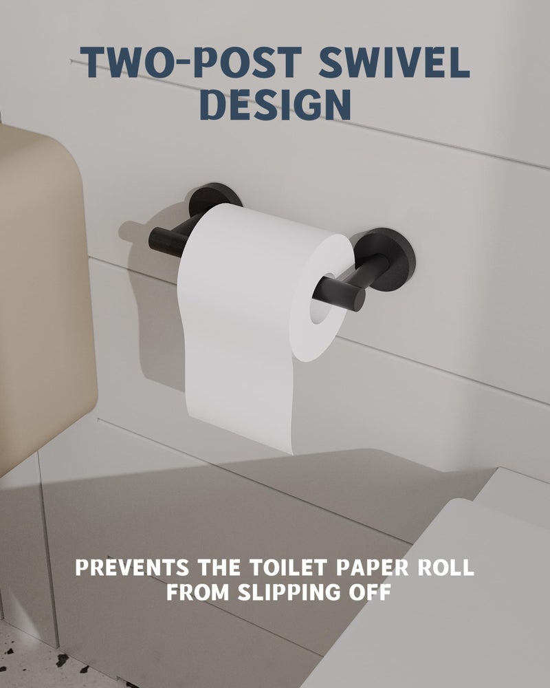 Rarxtr Matte Black Toilet Paper Holder Sus304 Stainless Steel Double Post Pivoting Toilet Paper Roll Holder Wall Mounted Toilet Tissue Holder For Commercial Bathroom Rv - Image 4