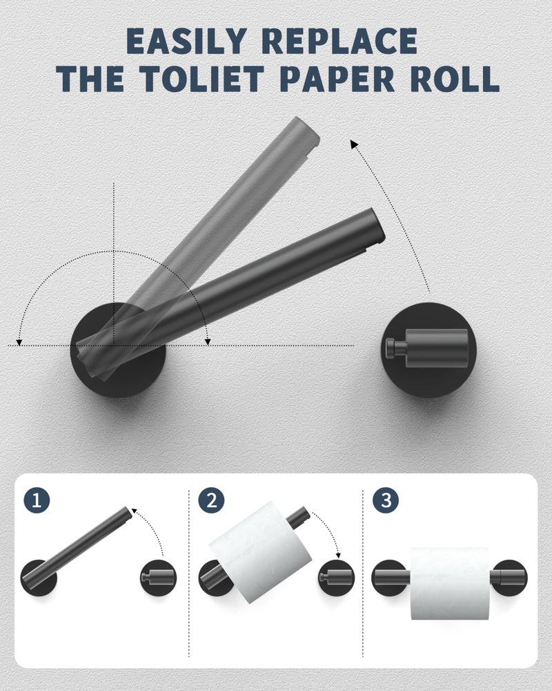 Rarxtr Matte Black Toilet Paper Holder Sus304 Stainless Steel Double Post Pivoting Toilet Paper Roll Holder Wall Mounted Toilet Tissue Holder For Commercial Bathroom Rv - Image 2