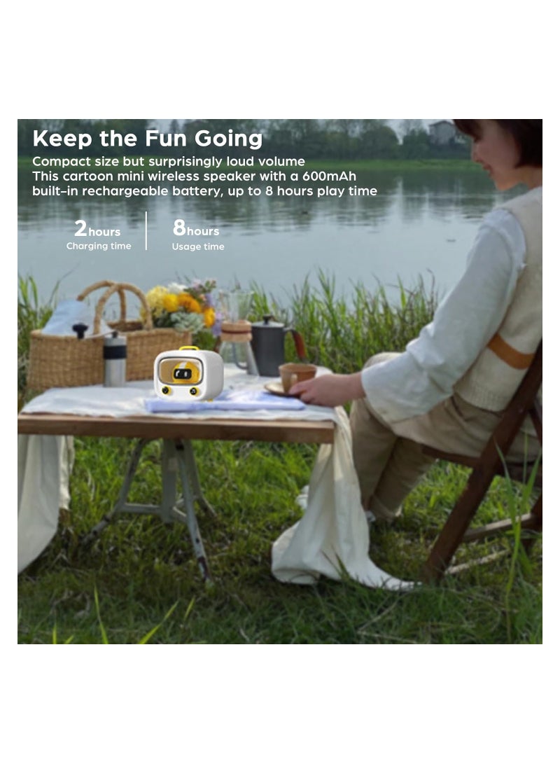 Wireless Bluetooth Speaker, Cartoon Bluetooth Speaker with Night Light, Cute Robot, Portable Mini Wireless Bluetooth Speaker, for Kids with Loud Volume Bluetooth 5.0 for Bedroom Home Office - Image 4