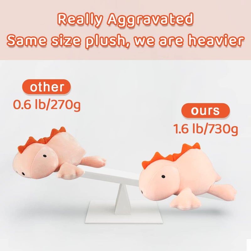 دمية ديناصور مرجحة، حيوانات محشوة مرجحة للقلق، وسادة ديناصور مرجحة وردية 13.8 بوصة - Image 2