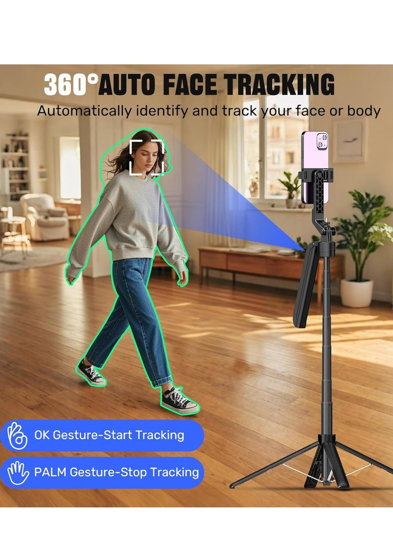 NovatraHub Auto Face-Tracking Selfie Stick Tripod with 10” Ring Light, 360° Rotation, 71” Extendable Stand, Wireless Remote, Adjustable Brightness & Phone Holder Perfect for Vlogging, TikTok, YouTube, Makeup & Live Streaming - Image 2