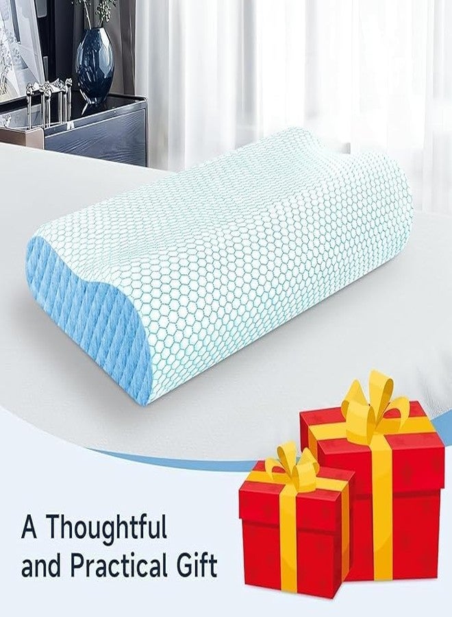 IDITRI EXPORT-Orthopedic Cervical Memory Foam Pillow - Ergonomic Contour Pillow for Neck & Shoulder Pain Relief, Perfect for Side & Back Sleepers (Sky) - Image 2