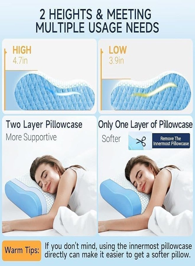 IDITRI EXPORT-Orthopedic Cervical Memory Foam Pillow - Ergonomic Contour Pillow for Neck & Shoulder Pain Relief, Perfect for Side & Back Sleepers (Sky) - Image 5