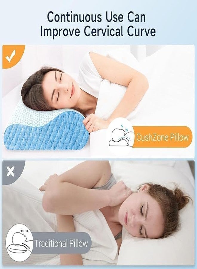 IDITRI EXPORT-Orthopedic Cervical Memory Foam Pillow - Ergonomic Contour Pillow for Neck & Shoulder Pain Relief, Perfect for Side & Back Sleepers (Sky) - Image 4