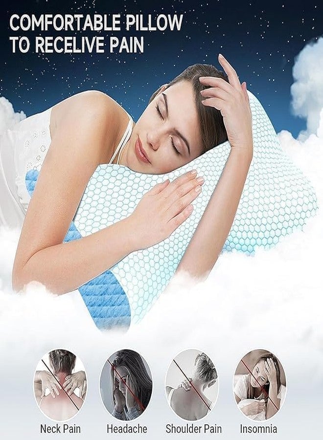 IDITRI EXPORT-Orthopedic Cervical Memory Foam Pillow - Ergonomic Contour Pillow for Neck & Shoulder Pain Relief, Perfect for Side & Back Sleepers (Sky) - Image 3