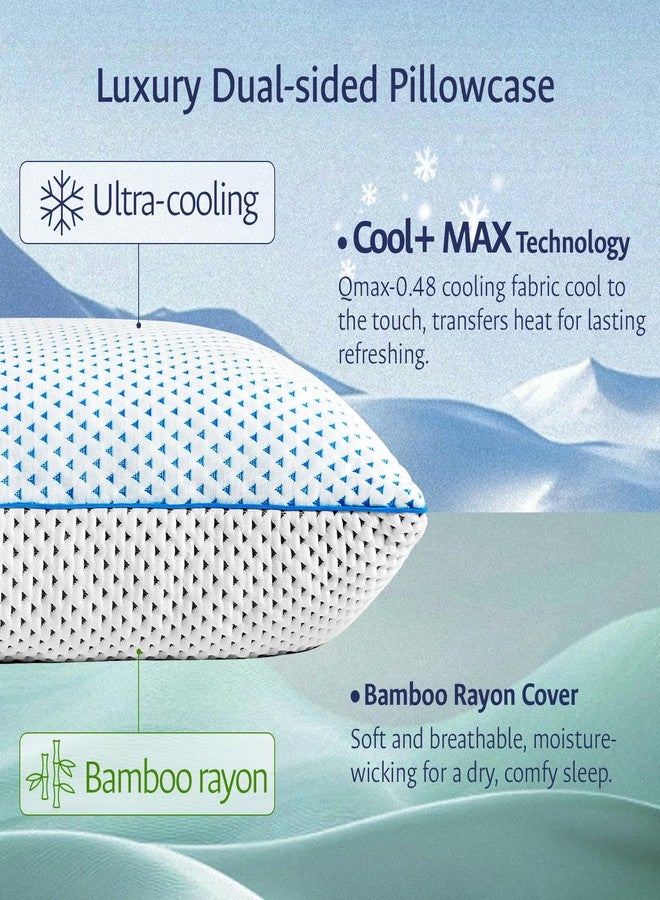 fulocean Adjustable Cooling Gel Memory Foam Pillows Queen Size for Sleeping 1 Pack,Thick Firm Bamboo Rayon Shredded Bed Pillow for Side,Back,Stomach Sleepers Washable Breathable Pillowcase,Gifts College Dorm - Image 3