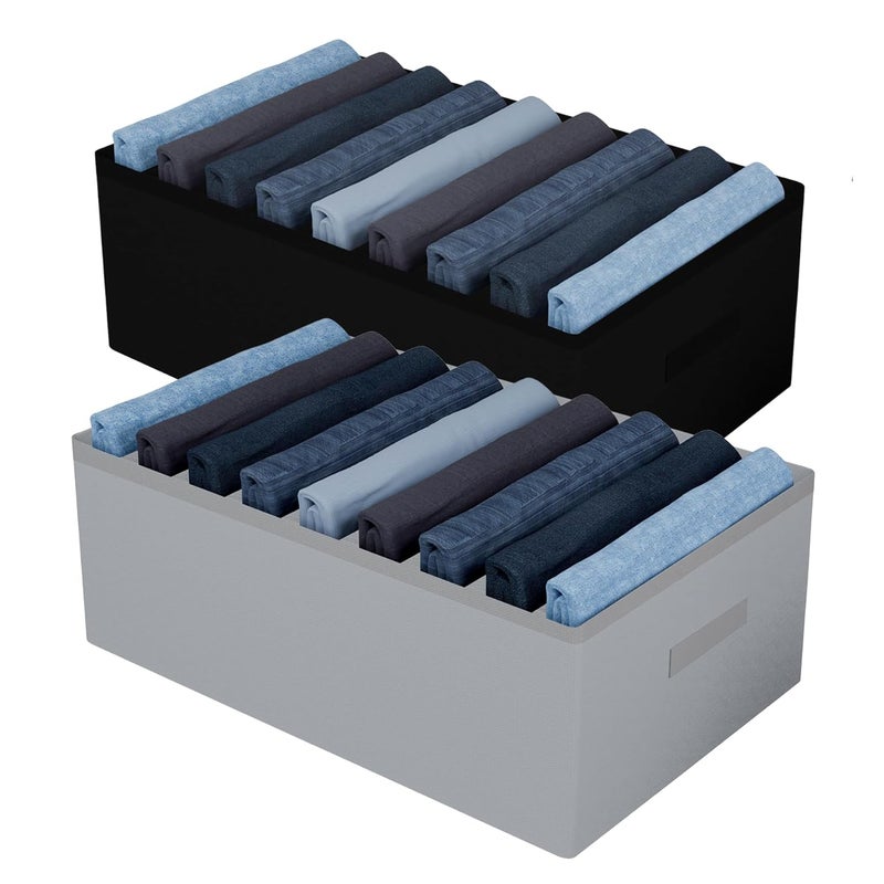 Kuber Industries Kuber Industries Trouser Box 9Grid Closet Organizer Clothes Organizer Storage Box for PantsShirtSweatersBra PantySocks Large Pack of 2 Multicolor - Image 1