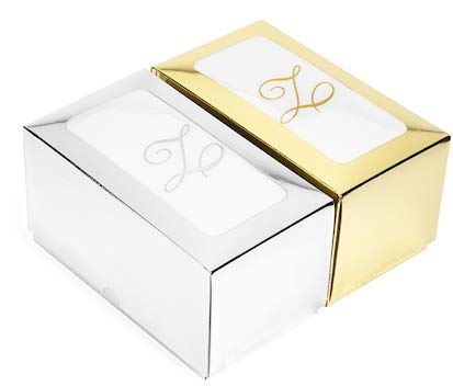 AH AMERICAN HOMESTEA AH AMERICAN HOMESTEAD Disposable Hand Towels for Bathroom 50 Count - Guest Bathroom Essentials -Bathroom Paper Towels - Monogrammed Disposable Napkins - Wedding Napkins in Paper Towel Tray (Silver  C) - Image 5