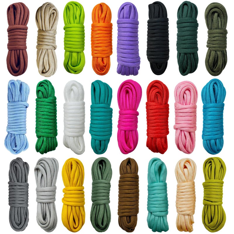 Mesench 24 Colors Paracord Cord Multifunction Paracord Ropes 550lb Survival Paracord Random Combo Crafting Kit, for Making Lanyard, Bracelet, Dog Collar, Idea for Gift (10 Feet, Colors B) - Image 1