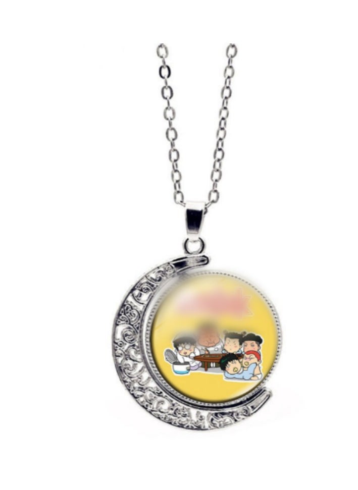 KUYING New Slam Dunk Double Sided Rotating Moon Pendant Necklace 