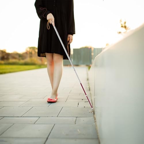 Marsrut Walking Stick for Blind Telescopic Cane with Storage Bag, 49" Extented Anti Slip Shockproof Folding Reflective Retractable Telescoping Prop Gadgets Items for Seeing Eye Vision Visually Impaired People - Image 4