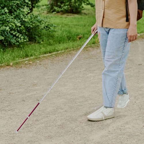 Marsrut Walking Stick for Blind Telescopic Cane with Storage Bag, 49" Extented Anti Slip Shockproof Folding Reflective Retractable Telescoping Prop Gadgets Items for Seeing Eye Vision Visually Impaired People - Image 5