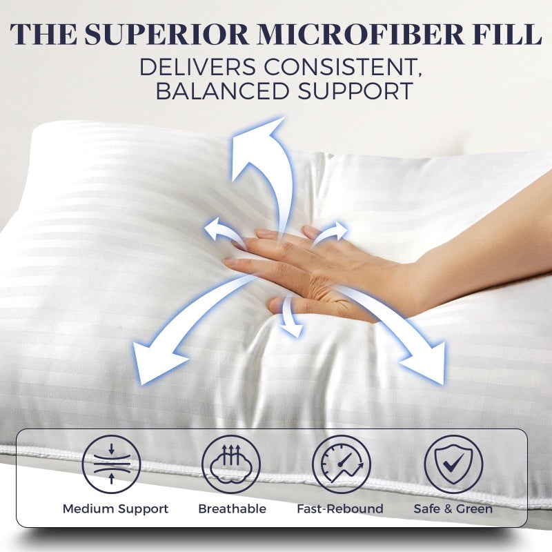 Basic Beyond King Size Bed Pillow - 2 Pack Hotel Collection Super Soft Down Alternative Pillow for Sleeping, 20x36 Inches - Image 3