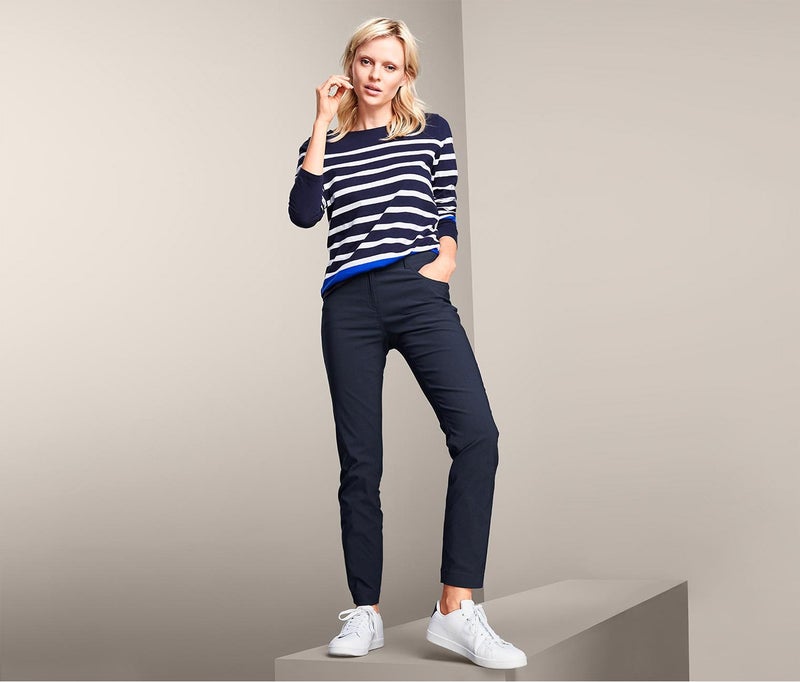 Tchibo Women Regular Fit Plain Skinny Pants, Dark Blue - Image 1