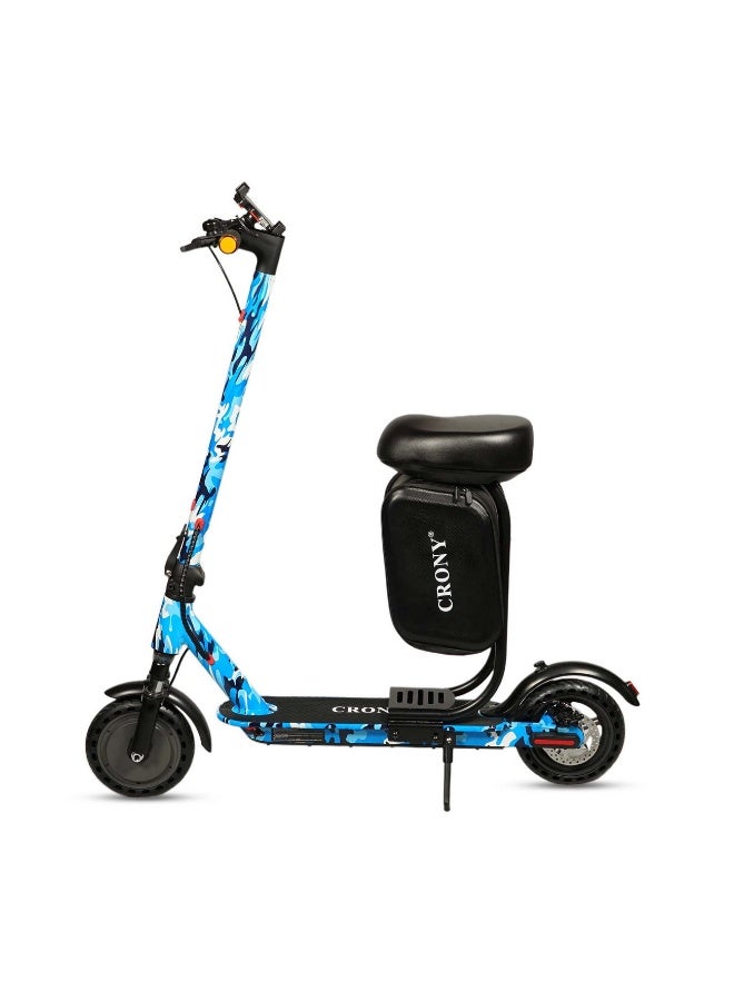 CRONY XM M365 APP+SEAT 350 W Electric Scooter – 36 V / 7.8 Ah, Foldable Urban Commuter with App Connectivity, Seat & Signal Lights-Blue Camo