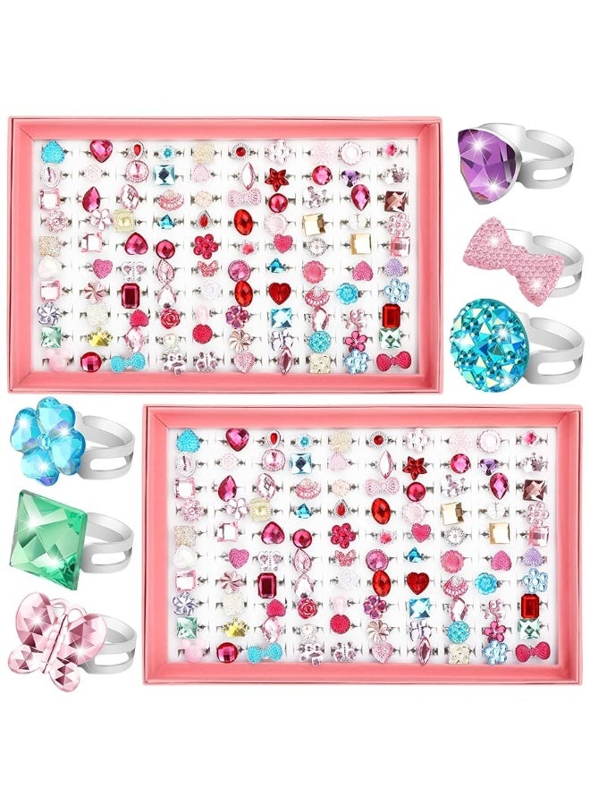 Jerify 2 Boxes Valentine Kids Rings for Girls Adjustable Little Girl Dress up Rings Play Jewelry Princess Jewel in Box for 412 Year Old Kids Toys Party Favors Birthday Gifts AssortedStylish Style - Image 5