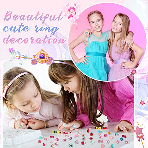 Jerify 2 Boxes Valentine Kids Rings for Girls Adjustable Little Girl Dress up Rings Play Jewelry Princess Jewel in Box for 412 Year Old Kids Toys Party Favors Birthday Gifts AssortedStylish Style - Image 3