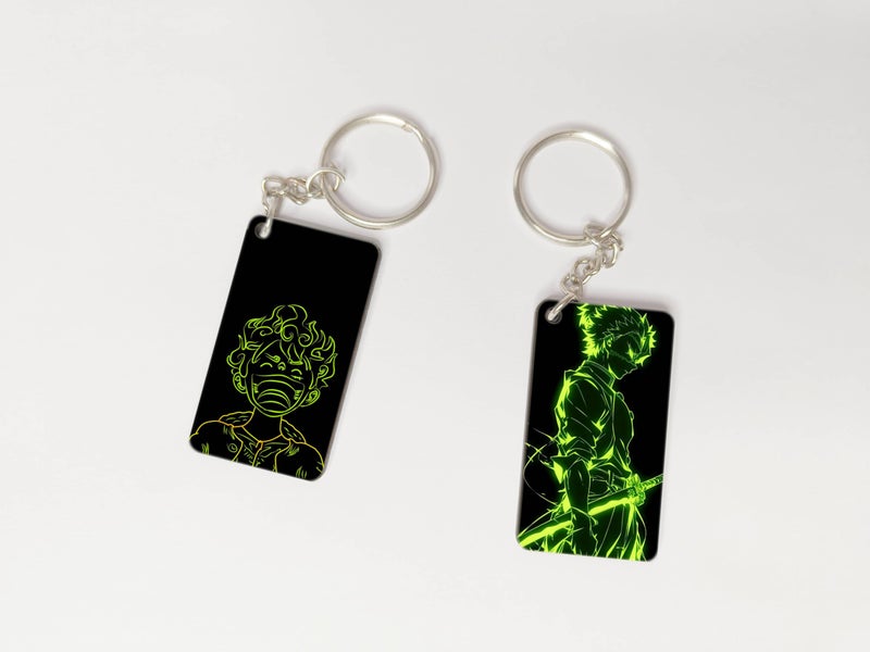 OUTFITQUE OUTFITQUE Premium (Pack of 2) Anime-196 Printed Long Keychain For Bike, Scooty, Car, MDF Keyholder - Image 1