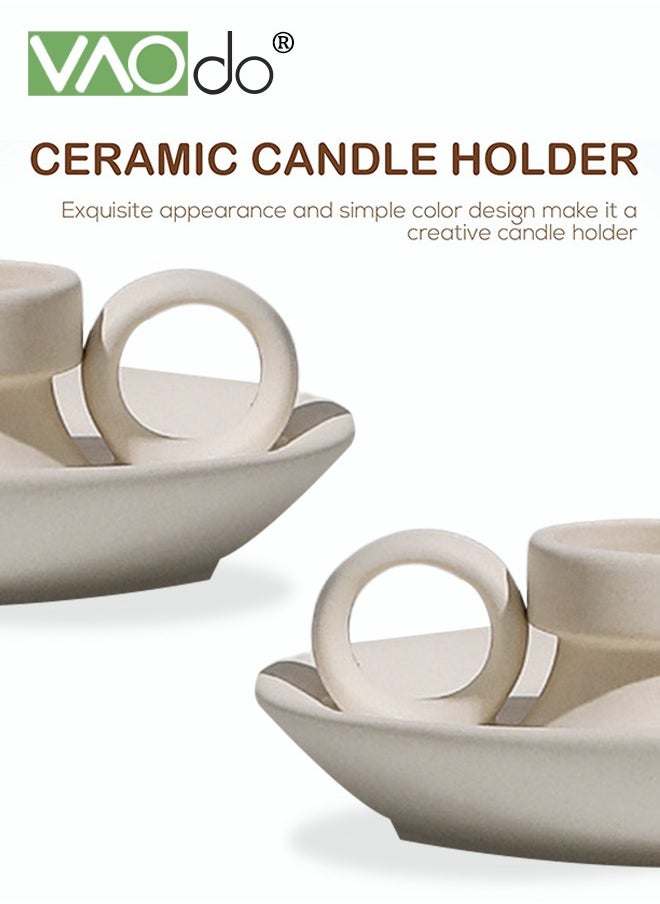 VAOdo Multifunctional Candle Holder Simple Ceramic Embryo Ornament Dried Flowers Flower Arrangement Vase Creative Modeling Artistic Home Decoration  - Image 4