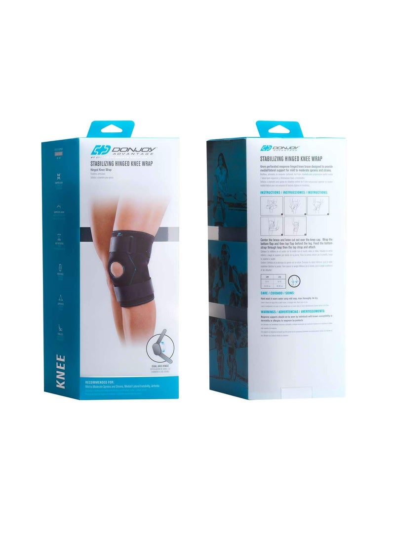 DonJoy DonJoy Advantage DA161KB02-BLK-S, M Stabilizing Double Hinged Knee Wrap Brace for Sprains, Strains, Media Lateral Instability, Arthritis, Patella Buttress  - Image 2