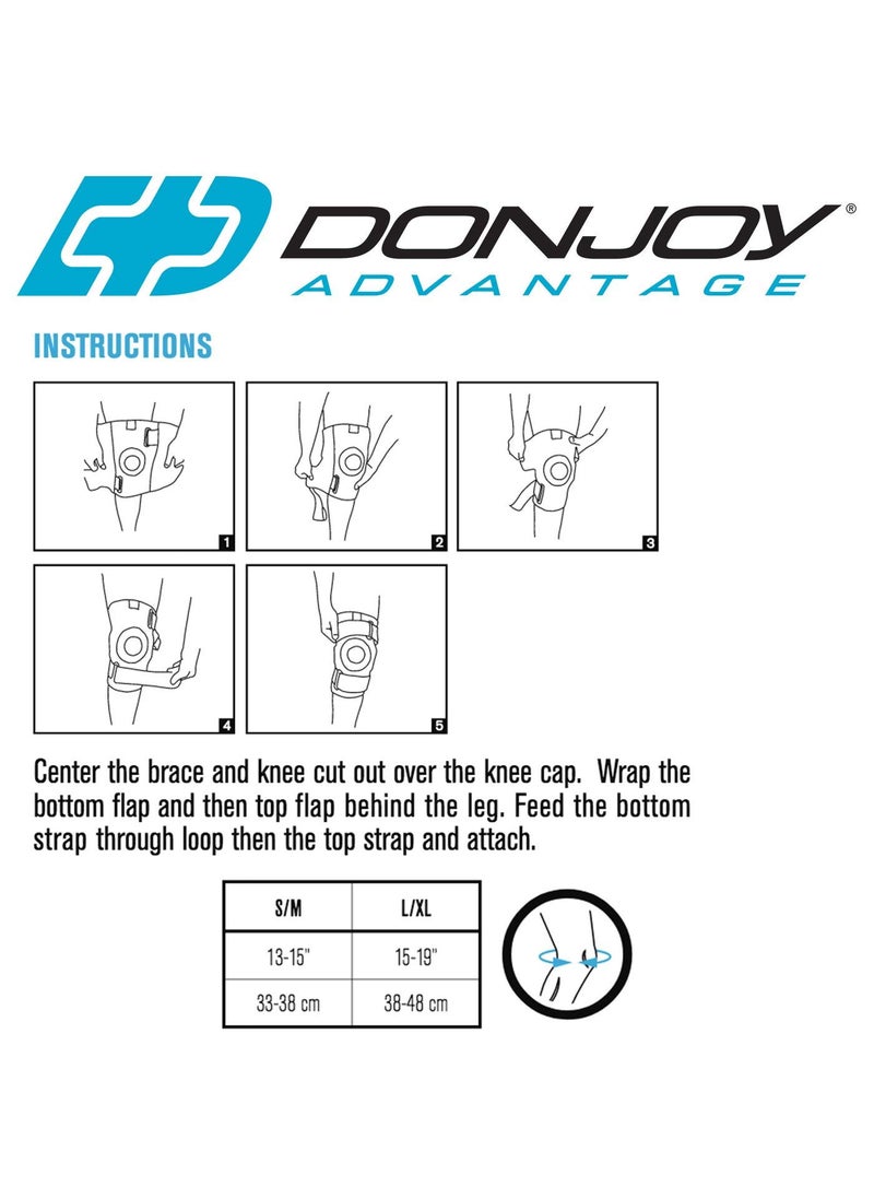 DonJoy DonJoy Advantage DA161KB02-BLK-S, M Stabilizing Double Hinged Knee Wrap Brace for Sprains, Strains, Media Lateral Instability, Arthritis, Patella Buttress  - Image 3
