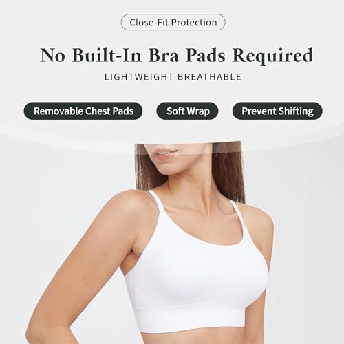 AMRIY Womens Sports Bras for Women Light Support Padded Workout Bras for Women Supportive Seamless Women's Wireless Yoga Bra Black White,M - Image 3