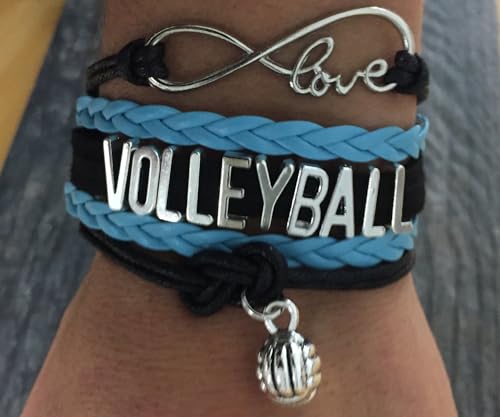 Infinity Collection Sportybella Volleyball Bracelet, Black and Blue Adjustable Infinity Love Charm Bracelet, Volleyball Jewelry and Accessories, Gift for Teens, Players, and Teams - Image 5