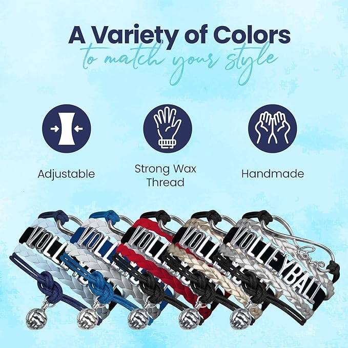 Infinity Collection Sportybella Volleyball Bracelet, Black and Blue Adjustable Infinity Love Charm Bracelet, Volleyball Jewelry and Accessories, Gift for Teens, Players, and Teams - Image 3