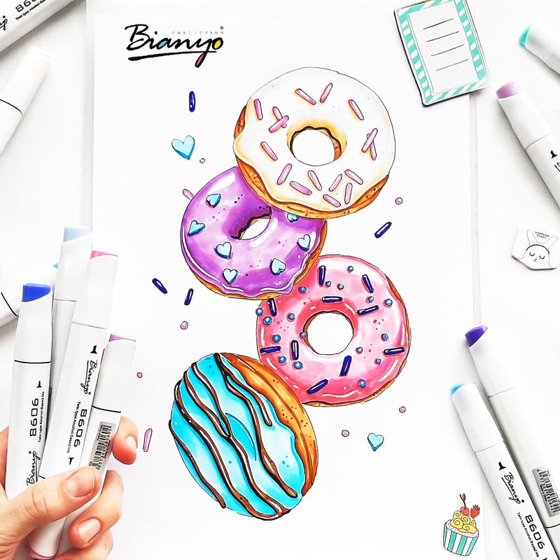 Bianyo 72 Colors Alcohol Markers Set, Dual Tip Fine & Chisel Art Markers with Purple Carry Case for Adult Coloring Books, Sketching, Blending & Drawing, Great for Artists, Beginners & Holiday Gifts - Image 3