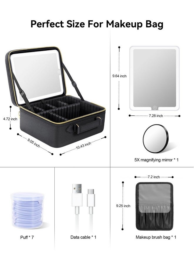 JUSRON Portable Makeup Artist Organizer Bag with Adjustable Dividers, Makeup Brush Holder Storage, Black, Large, High-end & Fashion - Image 4