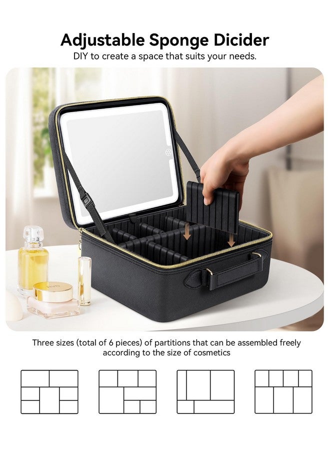 JUSRON Portable Makeup Artist Organizer Bag with Adjustable Dividers, Makeup Brush Holder Storage, Black, Large, High-end & Fashion - Image 5