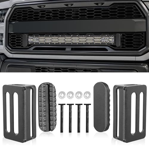 LTEODCHEW 6-30 Inch Single/Double Row LED Light Bar Front Hidden Behind Grille Mounting Brackets, Fit M6/M8 Side Mount Light Bars for F-150 Ranger RAM1500 Tocama Tundura GMC - Image 1