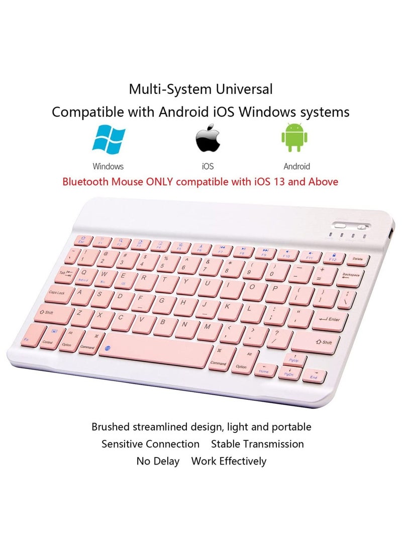 Ultra-Slim Bluetooth Keyboard and Mouse Combo Rechargeable Portable Wireless Keyboard Mouse Set for Apple iPad iPhone iOS 13 and Above Samsung Tablet Phone Smartphone Android Windows