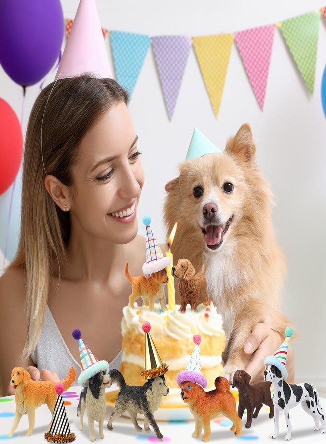 Colingmill 18 Pcs Dog Birthday Party Decorations Mini Birthday Hat Animal Figure Model Cake Toppers with Mini Hat for Birthday Party, Animals Themed Party - Image 5