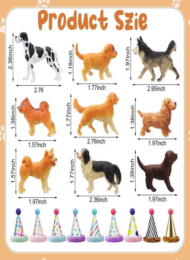 Colingmill 18 Pcs Dog Birthday Party Decorations Mini Birthday Hat Animal Figure Model Cake Toppers with Mini Hat for Birthday Party, Animals Themed Party - Image 3