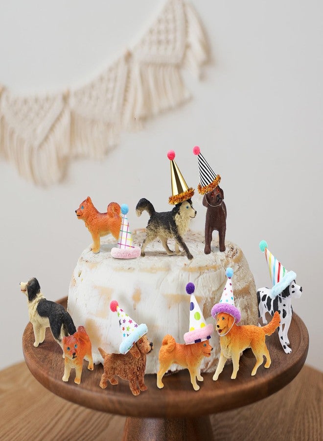Colingmill 18 Pcs Dog Birthday Party Decorations Mini Birthday Hat Animal Figure Model Cake Toppers with Mini Hat for Birthday Party, Animals Themed Party - Image 4