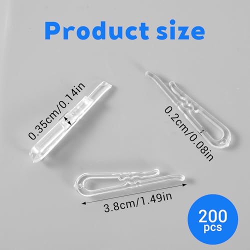 Aysatogc 200Pcs Clear Plastic U Shape Alligator Clips, 1.5” Alligator Clips with Teeth U Shape Plastic Clothespins for Shirts Fabric Folding Ties Socks Pants Hold Garments in Place - Image 2