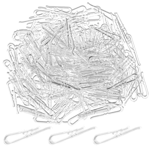Aysatogc 200Pcs Clear Plastic U Shape Alligator Clips, 1.5” Alligator Clips with Teeth U Shape Plastic Clothespins for Shirts Fabric Folding Ties Socks Pants Hold Garments in Place - Image 1