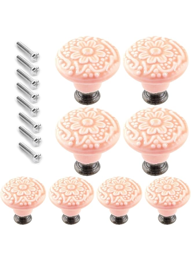 8pcs Ceramic Knobs, Vintage Kitchen Cabinet Knobs Pulls, Retro Ceramic Dresser Knobs, Decorative Drawer Pull Knob Handles for Closet, Cupboard, Furniture Door Knobs (Size : PINK)