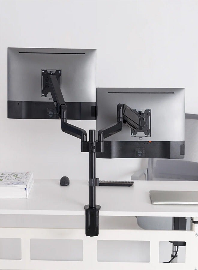 Skill Tech SH48 C024 Dual Monitor Pole-Mounted Gas Spring Monitor Arm for 17"-32" Screens, VESA 100x100, 9kg Load Capacity – Black - Image 5