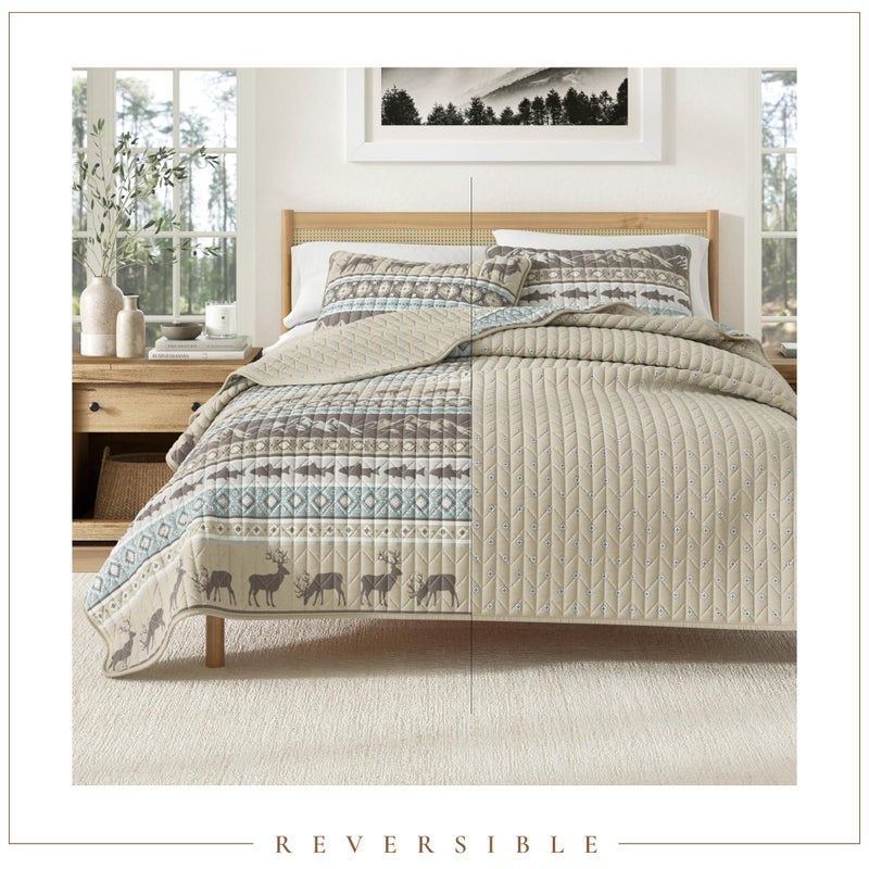 Great Bay Home 3-Piece Reversible Rustic Lodge Bedspread Quilt with 2 Shams. All-Season Quilt Set. (Full/Queen, Yosemite) - Image 4