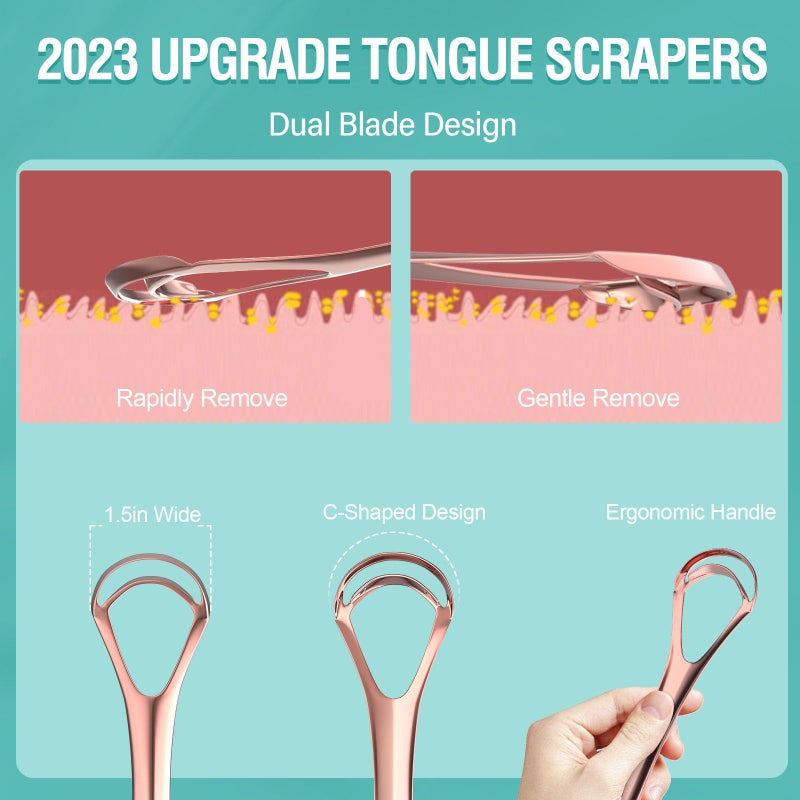 RONAVO Tongue Scraper for Adult with Thick Tongue Coating, Dual Scraper Design for Deep Clean Oral Care, Remove Bad Breath, for The Coffee Lover, Night Owls, Elderly, 2 Colors - Image 5