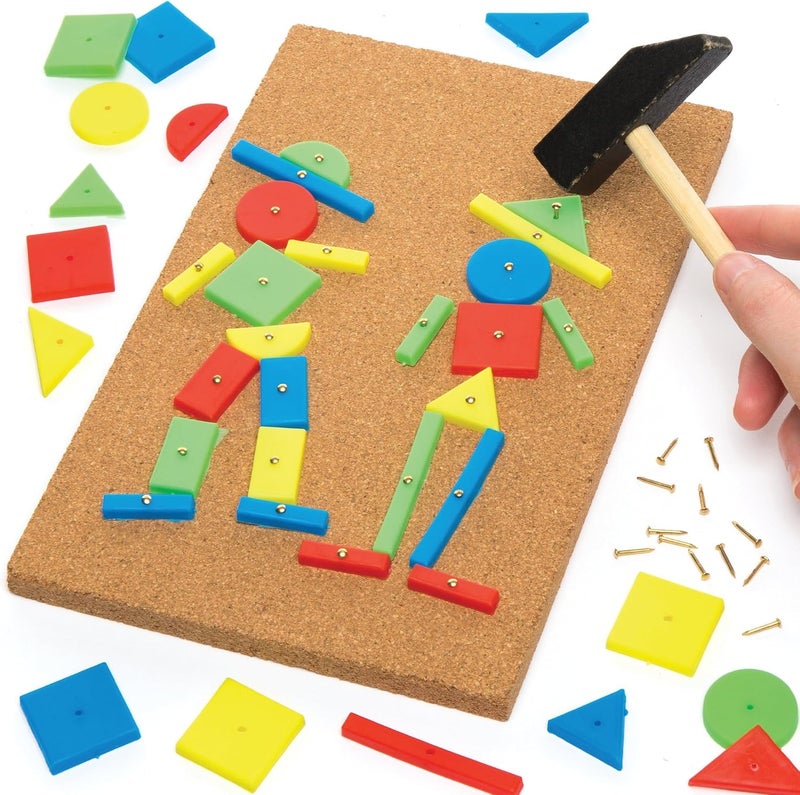 Baker Ross Hammer and Nail Set (Unit) - Children's Craft Set, Assorted Colours, 22 cm - Image 1