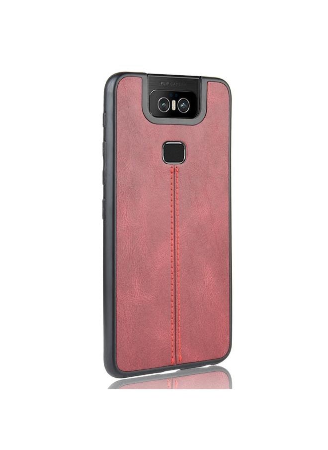 جرين تايجر جراب لهاتف Asus Zenfone 6 ZS630KL مقاوم للصدمات بنمط جلد البقر المخيط، مصنوع من مادة PC + PU + TPU  - Image 3