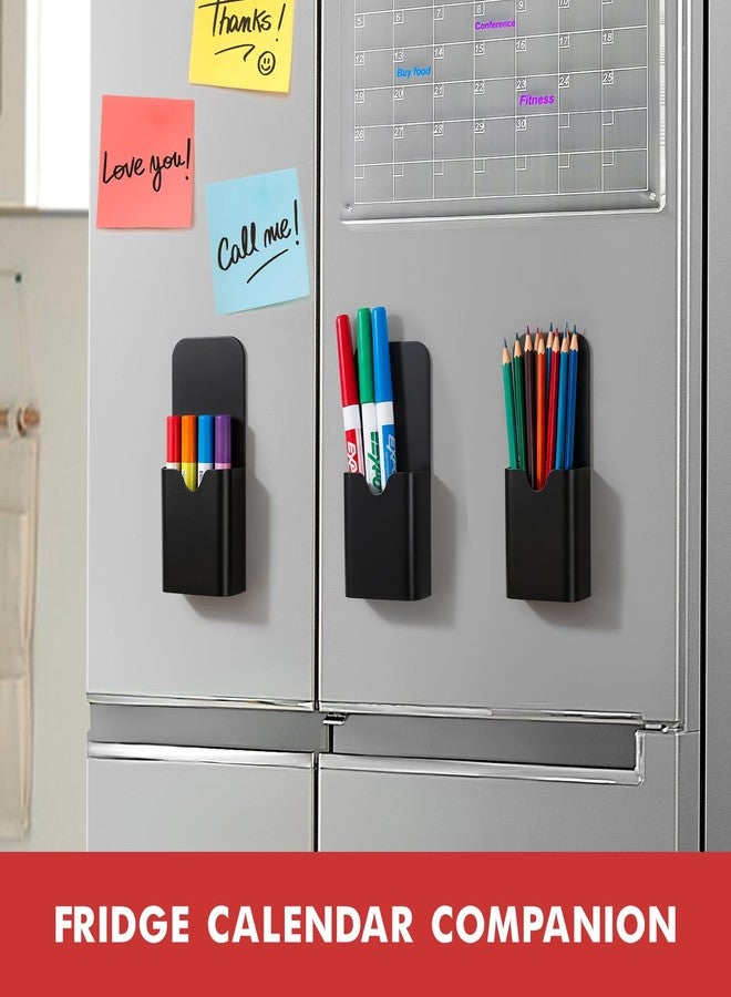 BEYGORM 4 Pack Magnetic Marker Holder for Whiteboard, Upgraded 1.5 mm Magnet Pen Cup Organizer for Dry Erase Markers, Pencils, Ideal for Classroom, Office, Refrigerator, and Locker (Black) - Image 5