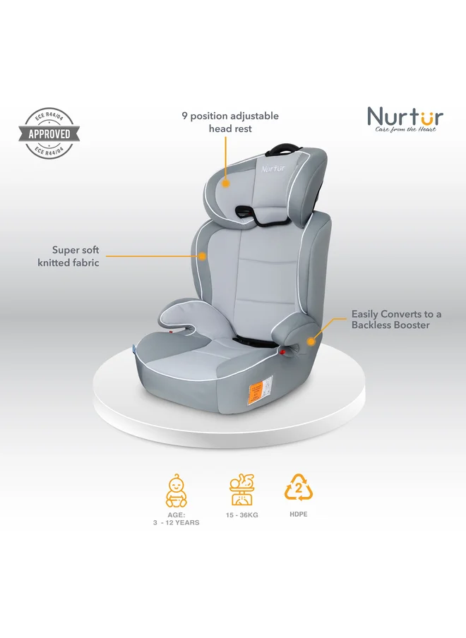 نورتر 3 In 1  Baby Car Seat With Booster And Adjustable Backrest, 9 Months To 12 Years, 36 KG