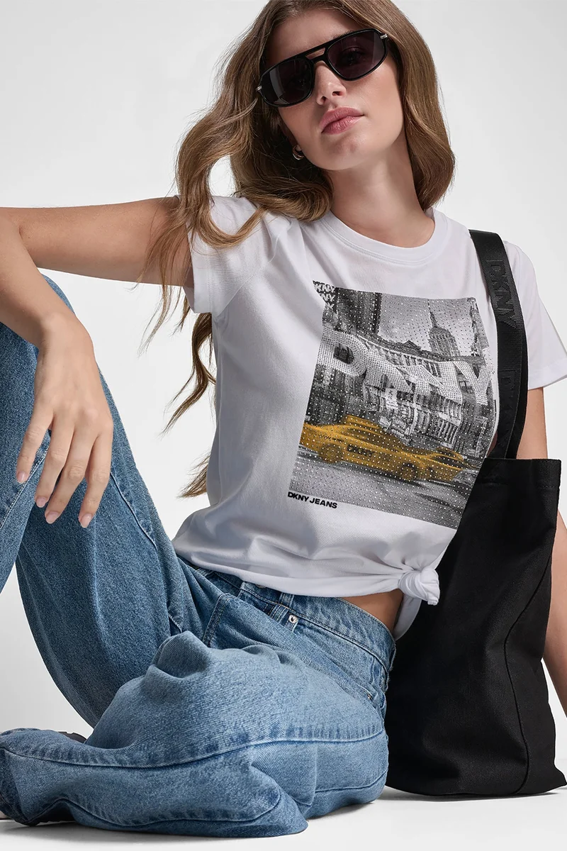DKNY  DKNY RHINESTONE TAXI TOP for Women | Best Price UAE