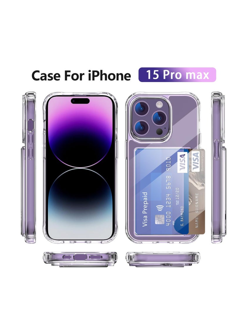 Excefore Mobile Phone Case with iPhone15 Pro max, Card Holder Slot Shockproof Protective Soft TPU+Hard PC, 2023 Latest model Creative Mobile Phone Case with iPhone15 Pro max, Clear  - Image 3